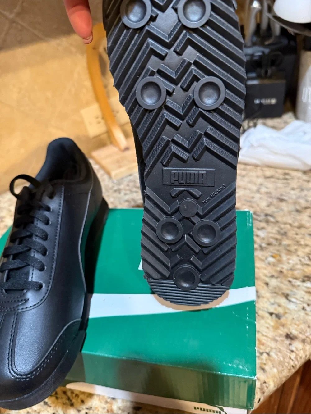 Puma Roma Black Leather Sneakers
